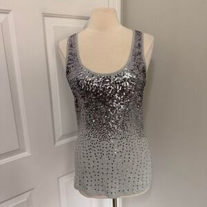 Y2K GREY EXPRESS GRADIENT SEQUIN TANK TOP